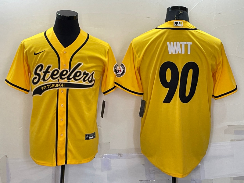 Men's Pittsburgh Steelers T.J. Watt #90 Yellow Game Jersey1 Joint edition