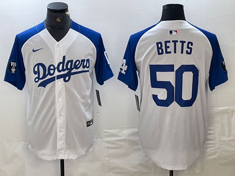 Men's Los Angeles Dodgers Mookie Betts #50 White Limited Jersey1