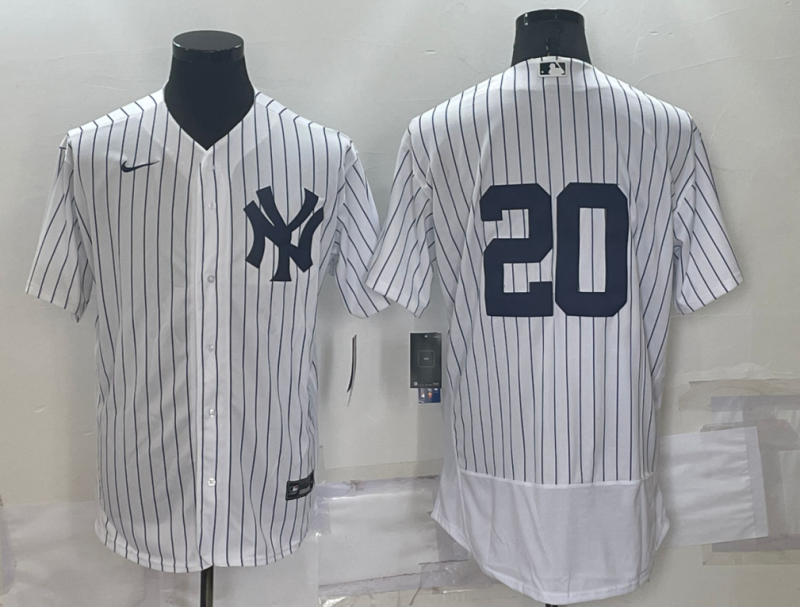 Men's New York Yankees Jorge Posada #20 White Replica Player Name Jersey1