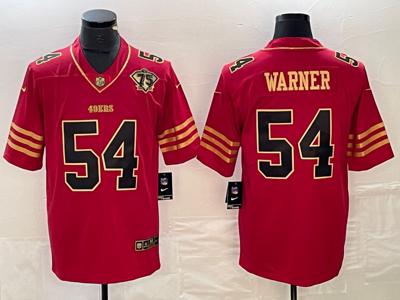 Men's San Francisco 49ers Fred Warner #54 Scarlet Player Game Jersey1