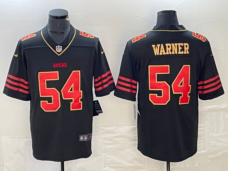 Men's San Francisco 49ers Fred Warner #54 Black Player Game Jersey1