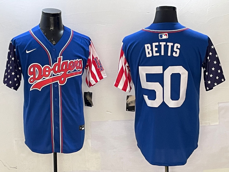 Men's Los Angeles Dodgers Mookie Betts #50 Royal Player Jersey1