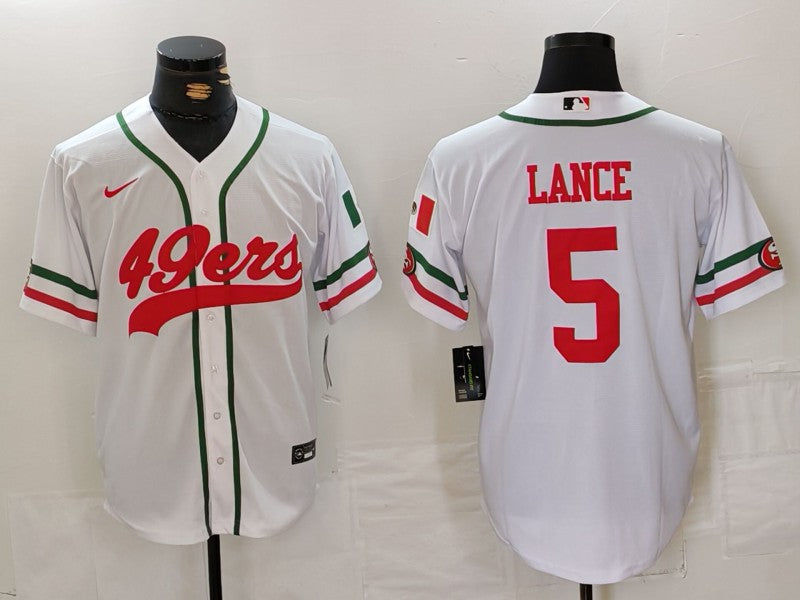 Men's San Francisco 49ers Trey Lance #5 White Game Player Jersey1