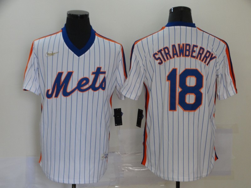Men's New York Mets Darryl Strawberry #18 White Stitched Jersey1