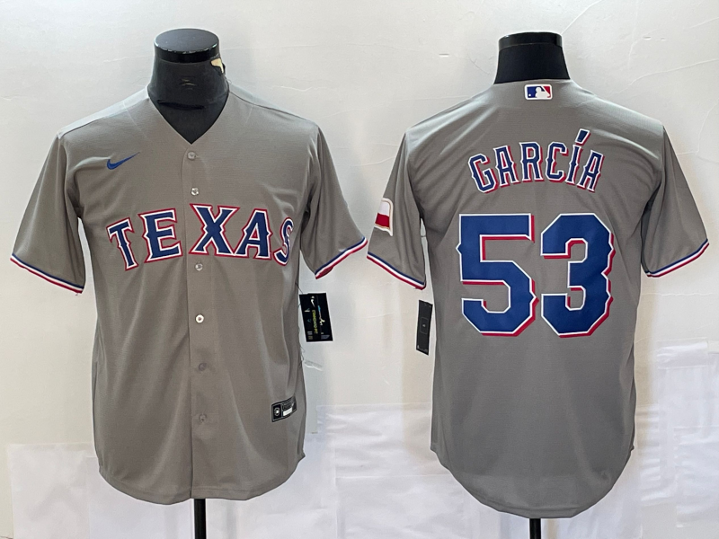 Men's Texas Rangers Adolis Garcia #53 Gray Replica Player Jersey1