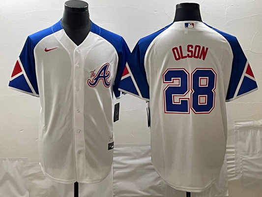 Men's Atlanta Braves Matt Olson Nike White 2023 City Connect Replica Player Jersey1
