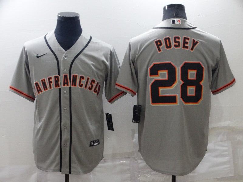 Men's San Francisco Giants Buster Posey #28 Gray Replica Baseball Jersey1