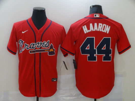 Men's Atlanta Braves Hank Aaron #44 Red Replica Jersey1