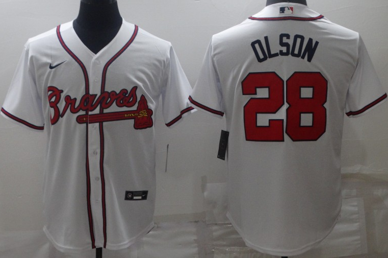 Men's Atlanta Braves Matt Olson #28 White Replica Jersey1