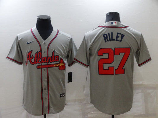Men's Atlanta Braves Austin Riley #27 Gray Replica Player Jersey1