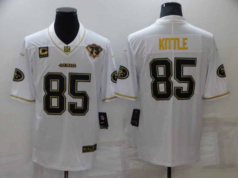 Men's San Francisco 49ers George Kittle #85 White 75th Anniversary Game Jersey1