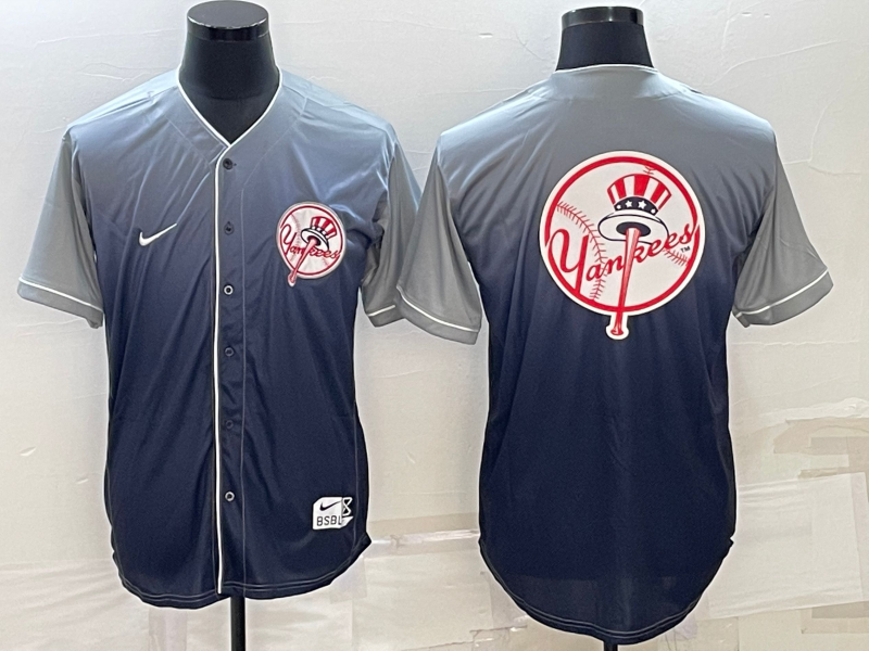 Men's New York Yankees Grey Gradient Replica Team Jersey1