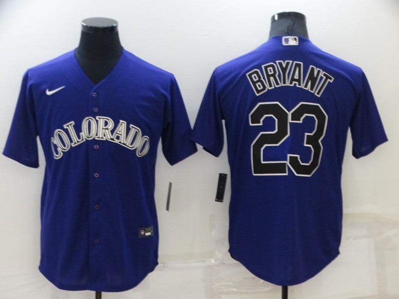 Men's Colorado Rockies Kris Bryant #23 Purple Replica Baseball Jersey1
