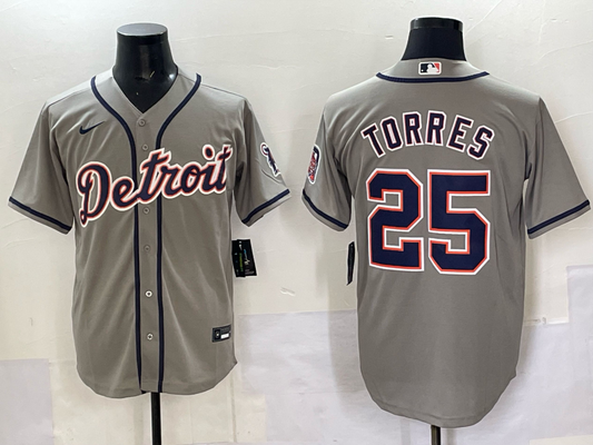 Men's Detroit Tigers Gleyber Torres #25 Gray Limited Player Jersey