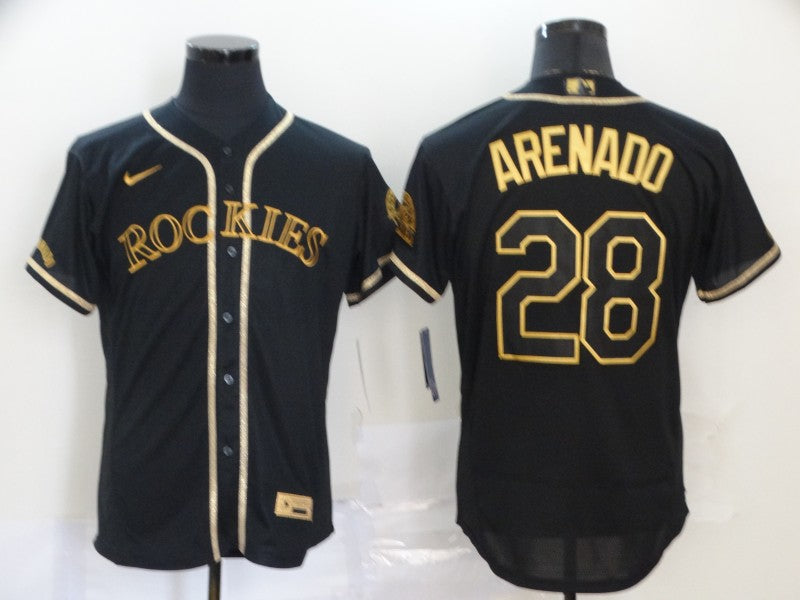 Men's Colorado Rockies Nolan Arenado #28 Black Replica Team Jersey1