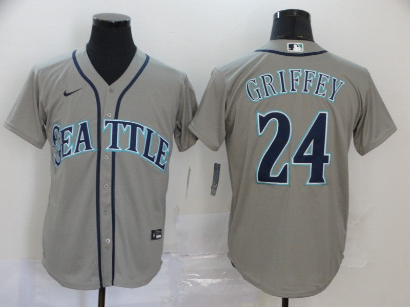 Men's Seattle Mariners Ken Griffey Jr. #24 Gray Replica Baseball Jersey1