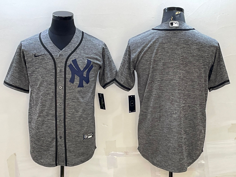 Men's New York Yankees Gray Alternate Blank Jersey1