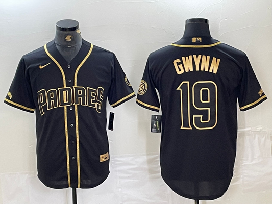Men's San Diego Padres Tony Gwynn #19 Black Stitched Jersey1
