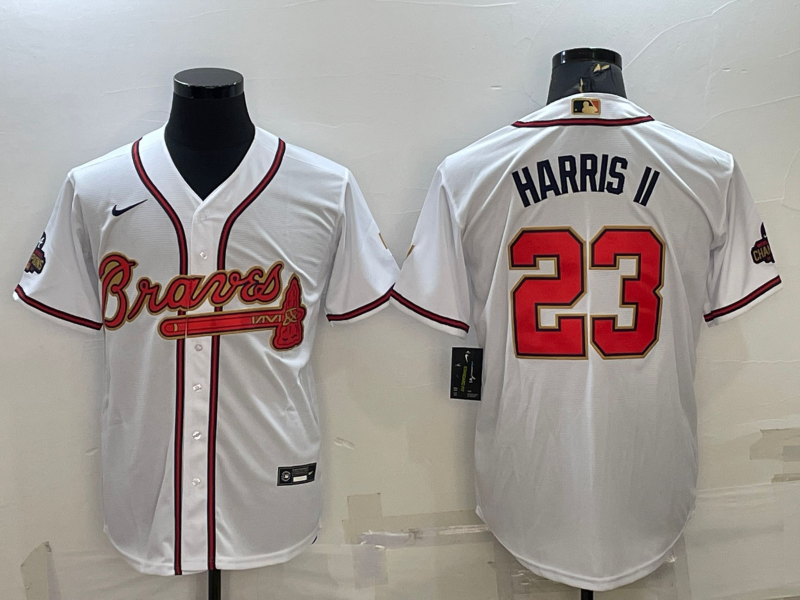 Men's Atlanta Braves Michael Harris II #23 White Replica Player Jersey1