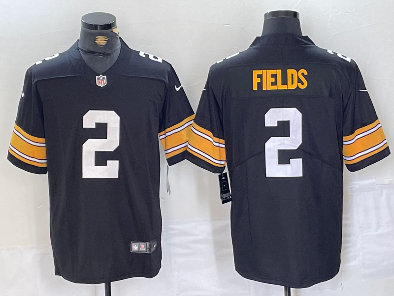 Men's Pittsburgh Steelers Justin Fields #2 Black Game Player Jersey1
