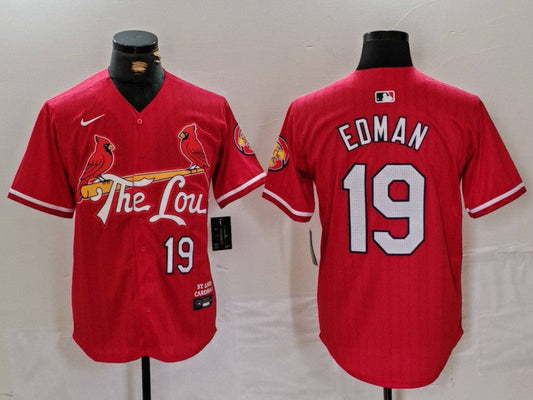 Men's St. Louis Cardinals Tommy Edman #19 Red 2024 City Connect Limited Player Jersey1
