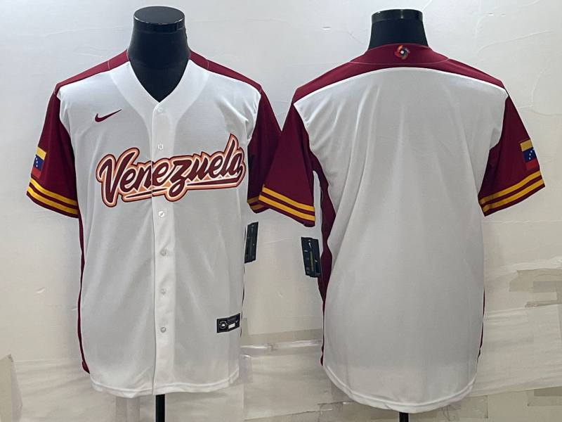 Men's 2023 World Baseball Classic Venezuela White Blank Jersey1