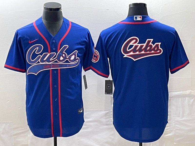 Men's Chicago Cubs Blue Replica Player Jersey1