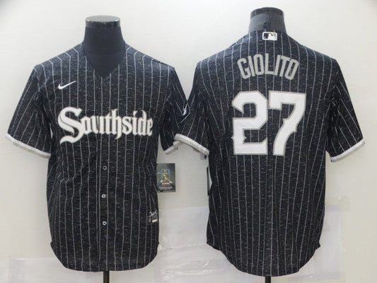 Men's Chicago White Sox Lucas Giolito #27 Black Replica Baseball Jersey1