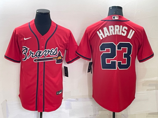 Men's Atlanta Braves Michael Harris II #23 Red Replica Baseball Jersey1