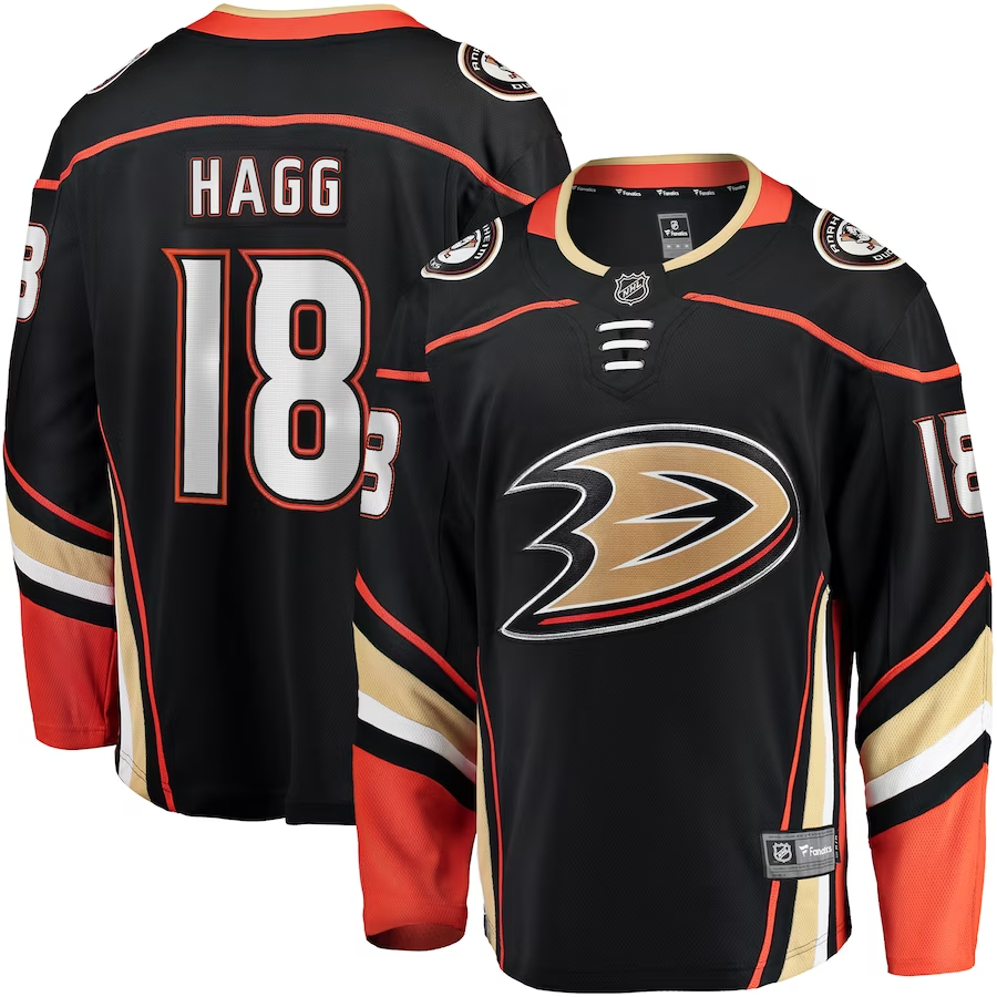 Men's Anaheim Ducks Robert Hagg #18 Black Home Breakaway Jersey1