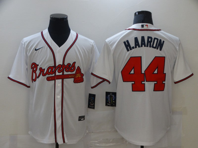 Men's Atlanta Braves Hank Aaron #44 White Replica Jersey1