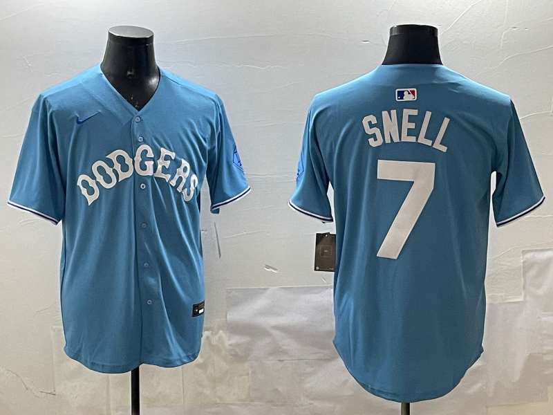 Men's Los Angeles Dodgers Blake Snell #7 Light Blue Limited Player Jersey1