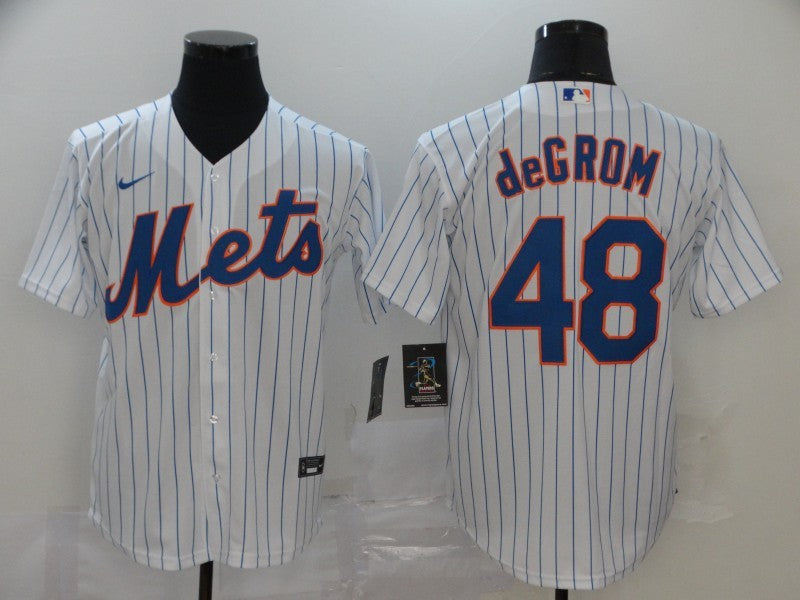 Men's New York Mets Jacob deGrom #48 White Replica Baseball Jersey1