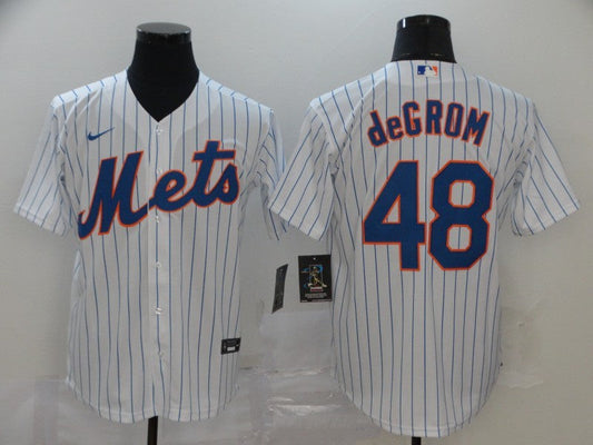 Men's New York Mets Jacob deGrom #48 White Replica Baseball Jersey1