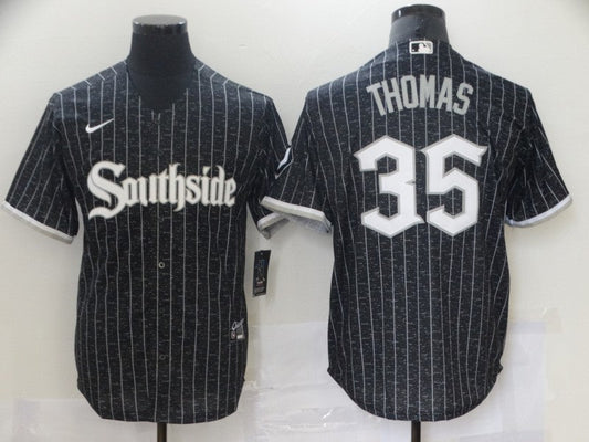 Men's Chicago White Sox Frank Thomas #35 Black Stitched Jersey1