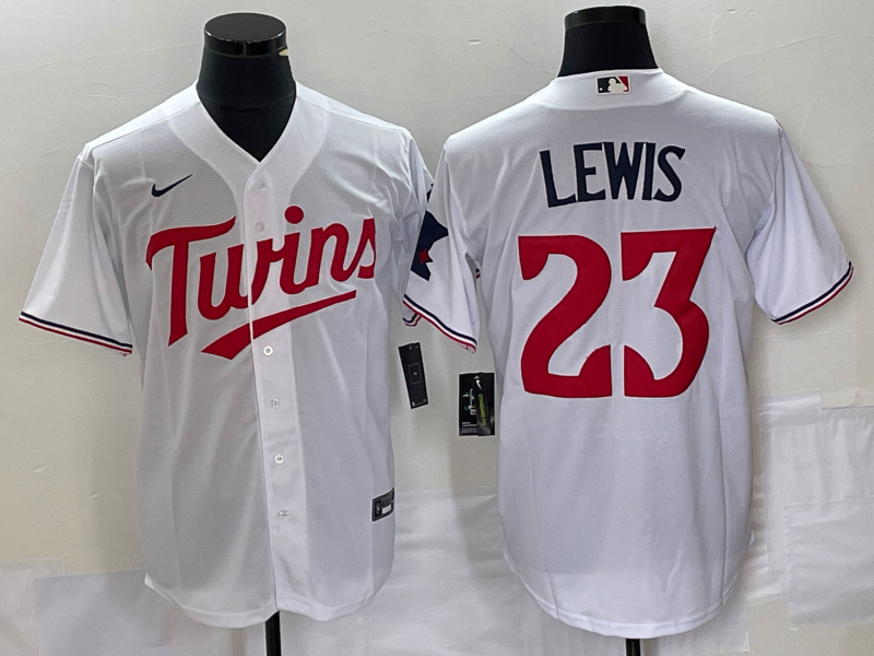 Men's Minnesota Twins Royce Lewis #23 White Home Replica Player Jersey1