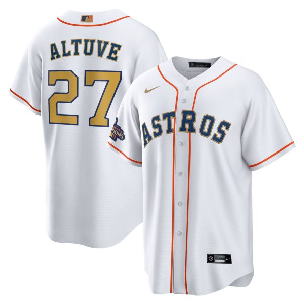 Jose Altuve Houston Astros Gold Collection Jersey - White Gold