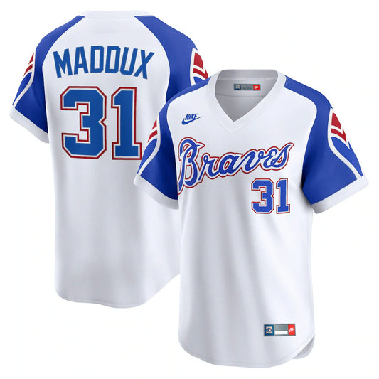 Greg Maddux Atlanta Braves Throwback Cooperstown Collection Limited Jersey - White